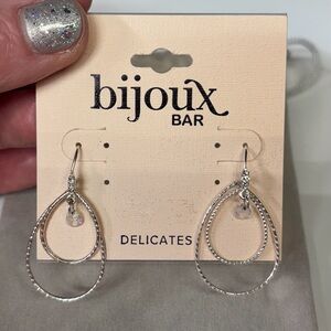 LC Lauren Conrad Silver Layered Hoop Dangle Earrings